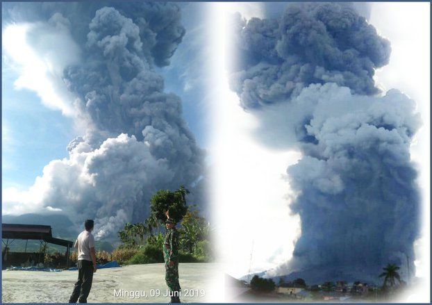 Sinabung Meletus, Semburkan Kolom Abu Setinggi Tujuh Kilometer