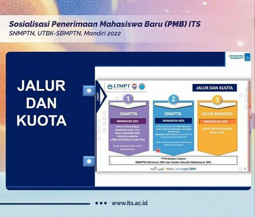 Jalur Masuk Penerimaan Mahasiswa Baru 2022 di ITS Masih Sama Seperti Tahun Sebelumnya