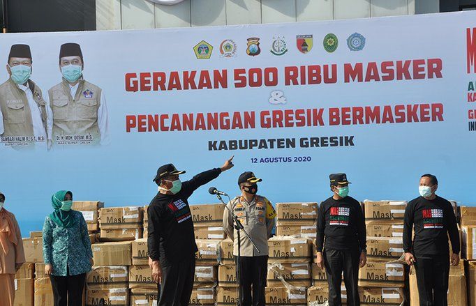 Kasus Covid-19 Menuju Zona Oranye, Gresik Canangkan Gerakan Bermasker