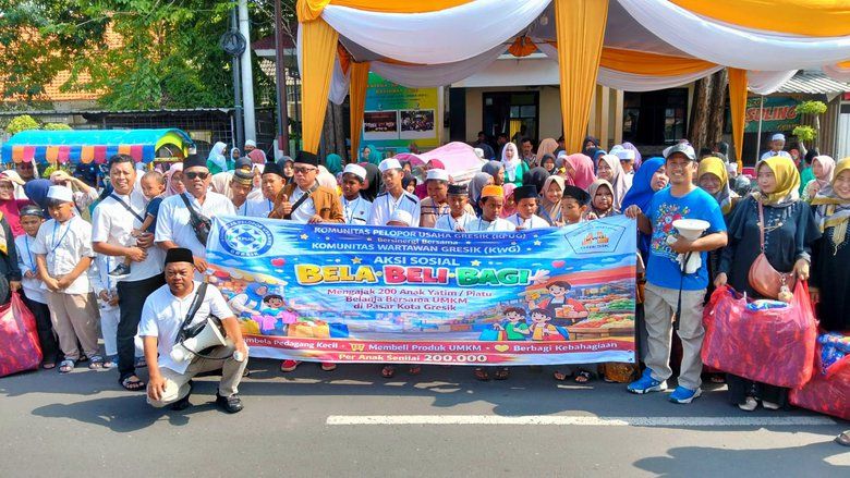Kolaborasi KWG - KPUG, 200 Anak Yatim Diajak Belanja Baju Lebaran di Pasar Gresik