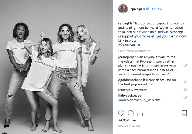 Kaos"Keadilan Gender" Spice Girls Diproduksi Buruh Berupah Rp 6.500